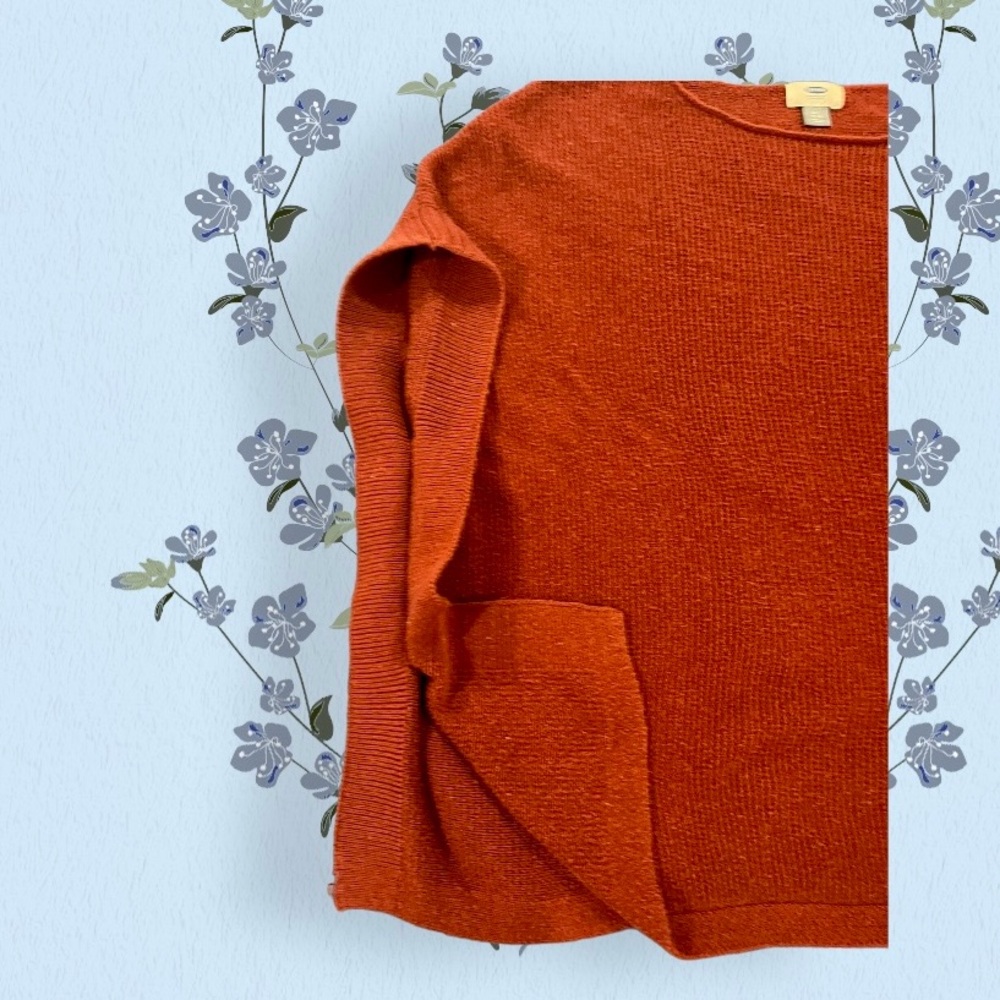 GAP Burnt Orange Knit Poncho Sweater Womens Large Oversized Cozy Fall
